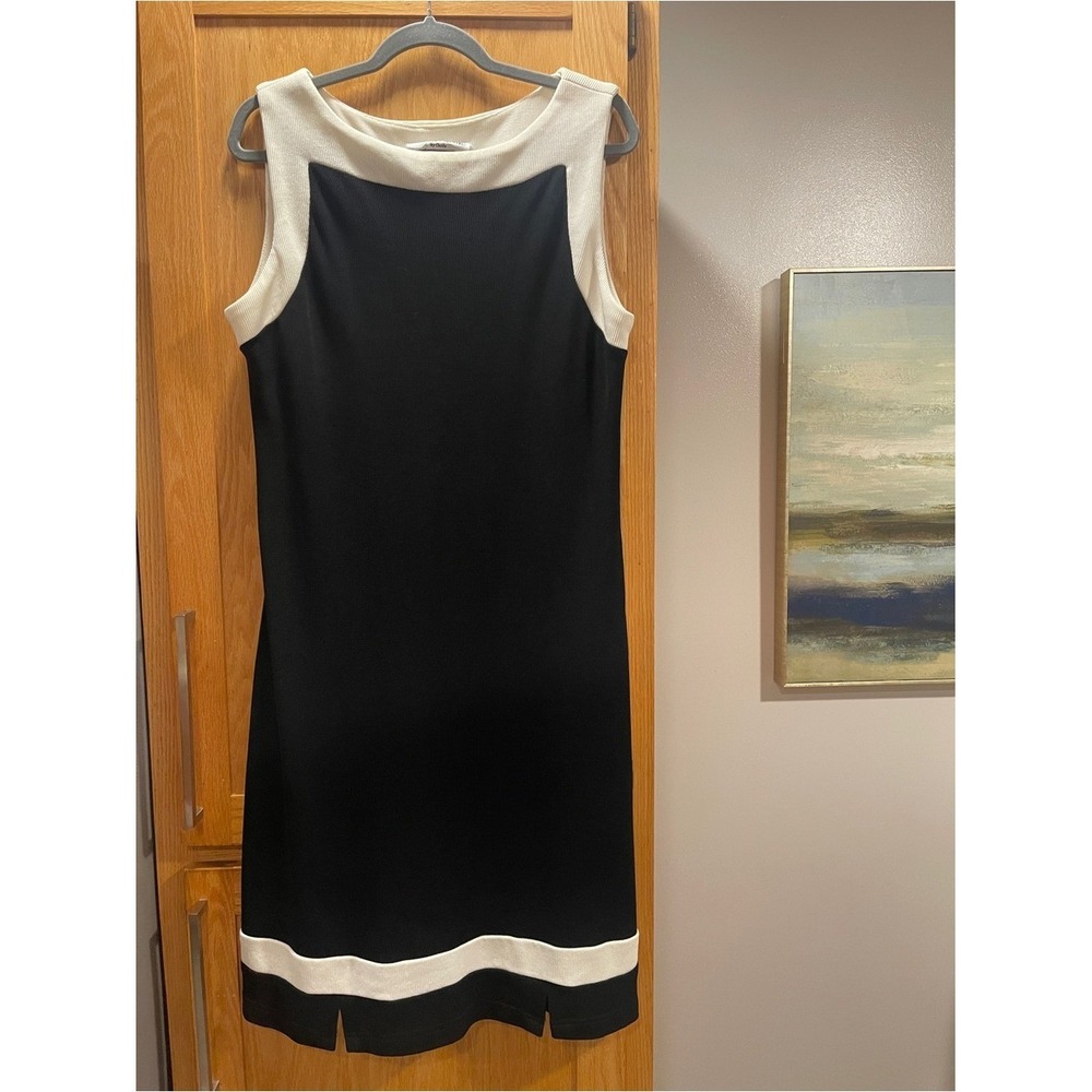 Ronni Nicole‎ by Ouida Womens Black White Colorblock Sleeveless Shift Dress 14